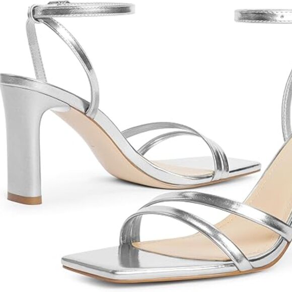 28-NIB- Heeled Sandals for Women Square Open Toe Strappy Block Heels 3.5 inch - Picture 6 of 6